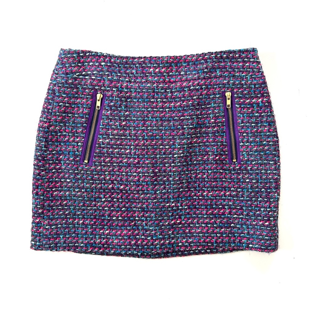 J. Crew Purple Multi Tweed Bouclé Mini Skirt